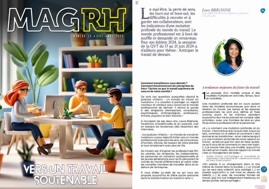 Couverture du Mag RH numéro 26 et la 1er page de mon article