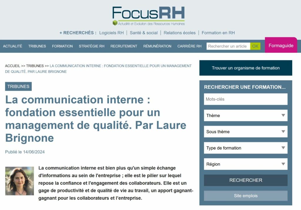 Aperçu de la tribune sur Focus RH