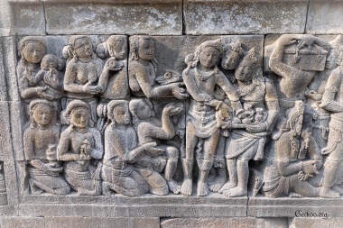 bas-relief de Borobudur, Java, Indonésie