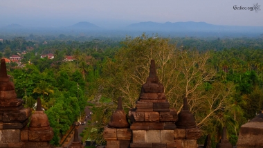 vue de Borobudur, Java, Indonésie